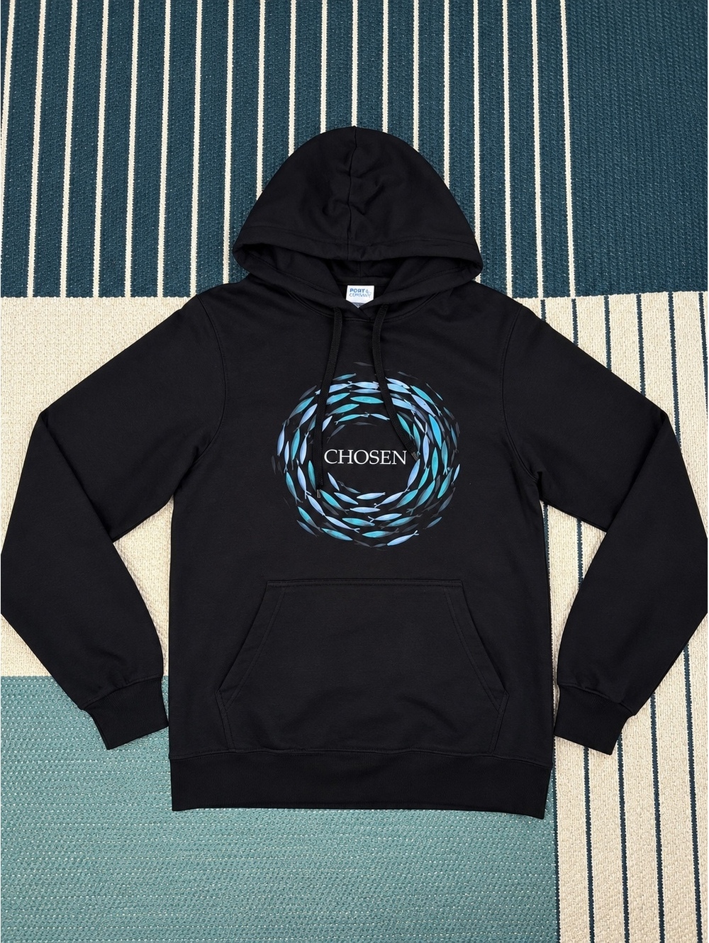 The Chosen TV Series Black Fish Circle Graphic Pullover Hoodie Size Small